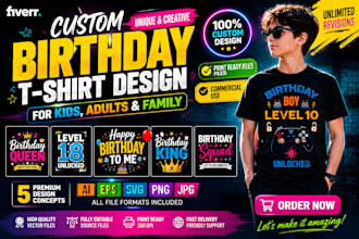 custom birthday gamer t shirt for kids