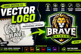convert your hand drawn sketch into a professional vector logo