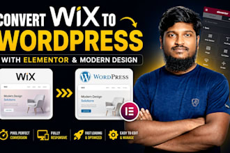convert wix to wordpress with elementor and modern design