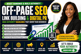 do off page SEO, link building, high authority backlinks, and digital PR