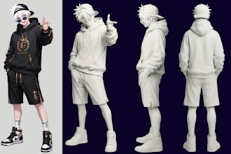 convert 2d to 3d model anime drawing from picture animal image to stl printing