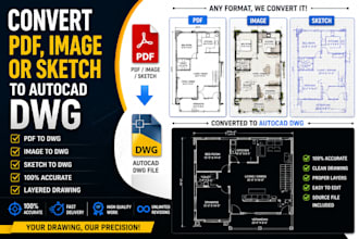 convert PDF, image or sketch into autocad dwg