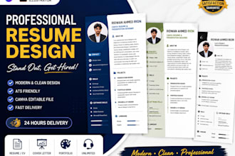 design a modern ats friendly resume and CV in canva