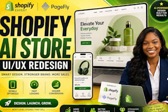 redesign shopify ai store ui ux with pagefly landing page