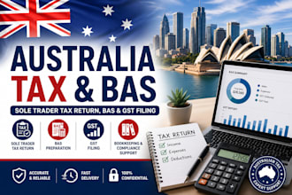 prepare australia sole trader tax return, bas and gst filing