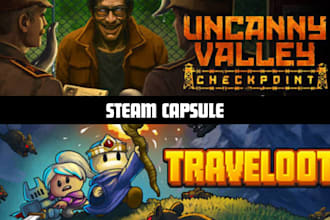 design steam capsule,  cover art, game poster, steam artwork