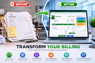 design a professional automated excel invoice and digital billing system