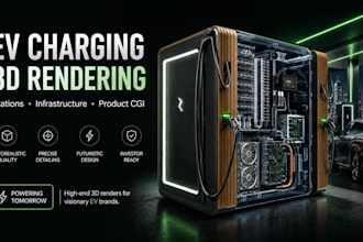 create 3d rendering for ev charging stations and infrastructure