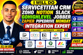 do servicetitan crm zoho notion slack gohighlevel jobber zapier pipedrive monday