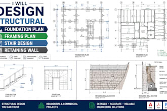 design structural foundation plan framing plan stair design retaining wall