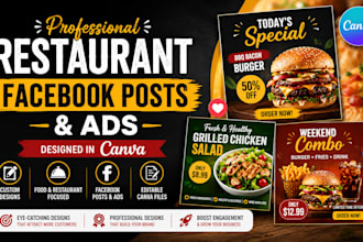 design professional restaurant facebook posts and ads in canva