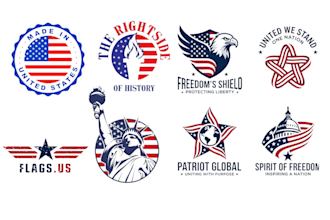 create usa flag, american, patriotic political logo design