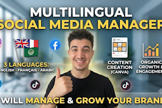 be your trilingual social media manager in english french arabic