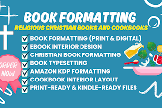 typeset interior story formatting, christian novel and cookbook interior design