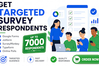 get 7000 targeted respondents to fill online survey, google form, jotform polls