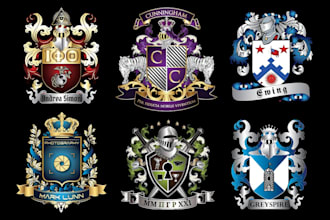 design custom heraldry shield crest or coat of arms logo