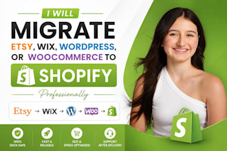 migrate esty, wix to shopify, wordpress to shopify, migrate woocommerce