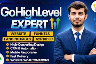 gohighlevel website, ghl sales funnel, ghl CRM worklfow automation and a2p10dlc