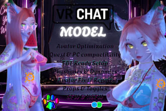 create custom VR chat furry avatar, 3d vtuber model, or VR character