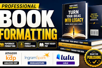 do paperback formatting, kindle book formatting, amazon KDP, ingramspark, lulu