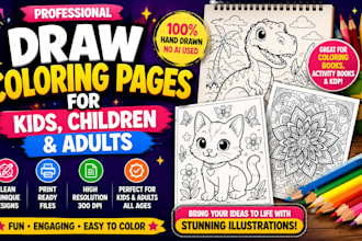 draw coloring pages for kids and children and adult
