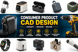consumer product cad design, concept development, solidworks fusion360 modeling