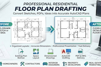 create floor plan drafting autocad house layout residential drawing service