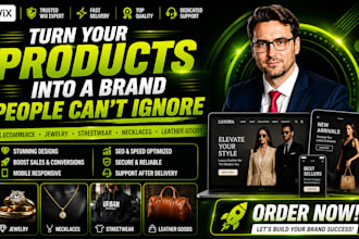 do design wix jewelry website,necklace store,urban clothing store,leather goods