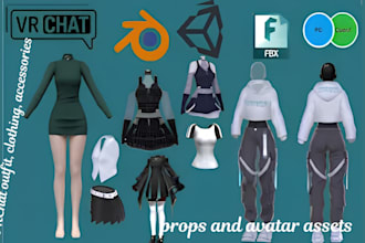 create custom vrchat avatar asset outfits, weapon, props, item for vrchat avatar