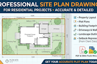 draw site plan property plot plan residential permit autocad drafting
