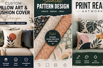 design custom pillow art cushion cover seamless pattern, print ready artwork