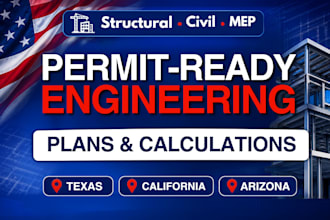 be your civil, structural engineer for permit drawing, california texas, arizona