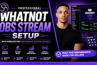 setup whatnot obs stream with overlays for professional auction sellers