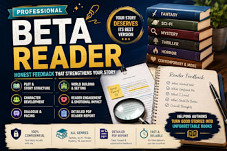 be your beta reader beta read your book and provide honest beta reader feedback