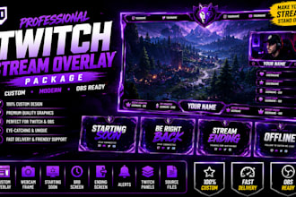 design a professional twitch stream overlay package