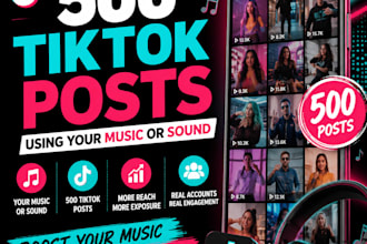 tiktok post, tiktok music, 500 post on tiktok using your music or sound