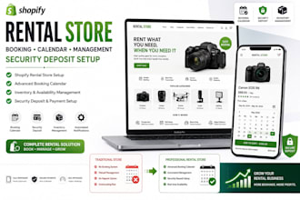 build shopify rental store booking calendar management security deposit setup