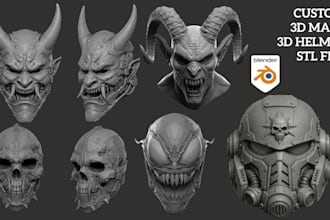 design 3d mask 3d helmet custom 3d cosplay mask for halloween oni mask stl file