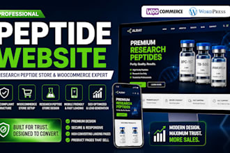 build peptide website, research peptide store and woocommerce website