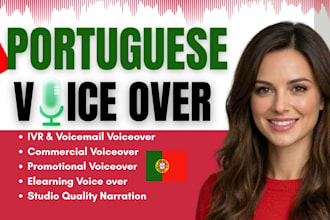 record native female european portuguese HQ charming voiceover narration in hrs