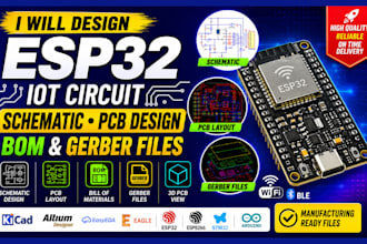 create esp32 schematic esp8266 iot crcuit pcb design bom and gerber file