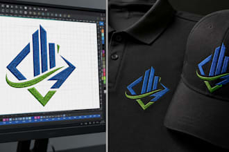 do embroidery digitizing for logo, cap, hat, and apparel and shirt chest