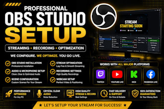 professionally setup obs studio for streaming, recording, podcast, and gaming