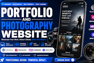 design an attractive pixieset website, photography website, portfolio website