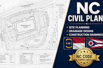 design north carolina, ohio, civil site plans and drainage construction drawings