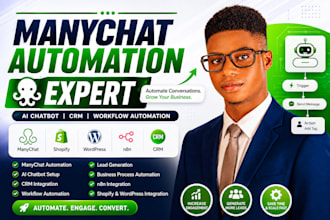 do manychat ai CRM automation manychat chatbot expert shopify wordpress n8n