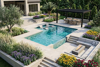 design backyard frontyard garden pool patio balcony terrace 3d landscaping
