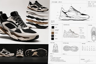 create factory ready shoe tech pack, sneakers, boots, heels for footwear brands