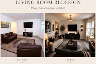 create a realistic room makeover mockup from your photo