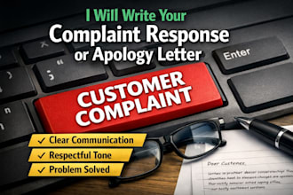write you a professional complaint response or apology letter
